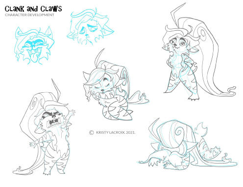 Dev sheet for my original character, Claws. Procreate.