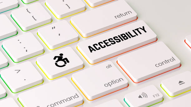 A white keyboard where the Enter key displays the word "Accessibility," and the adjacent key shows an accessibility icon.